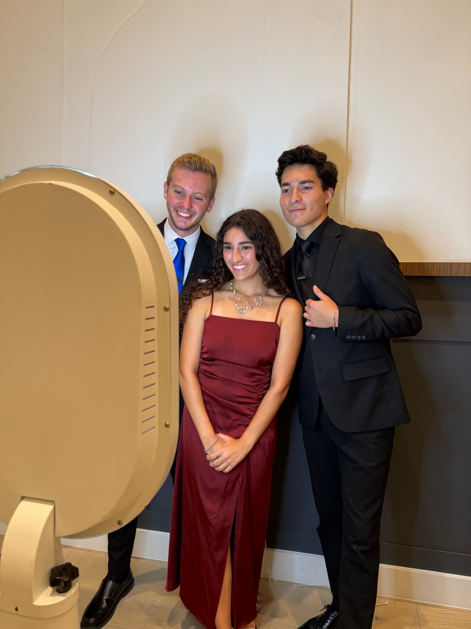 Guests posing together at a digital photo booth event