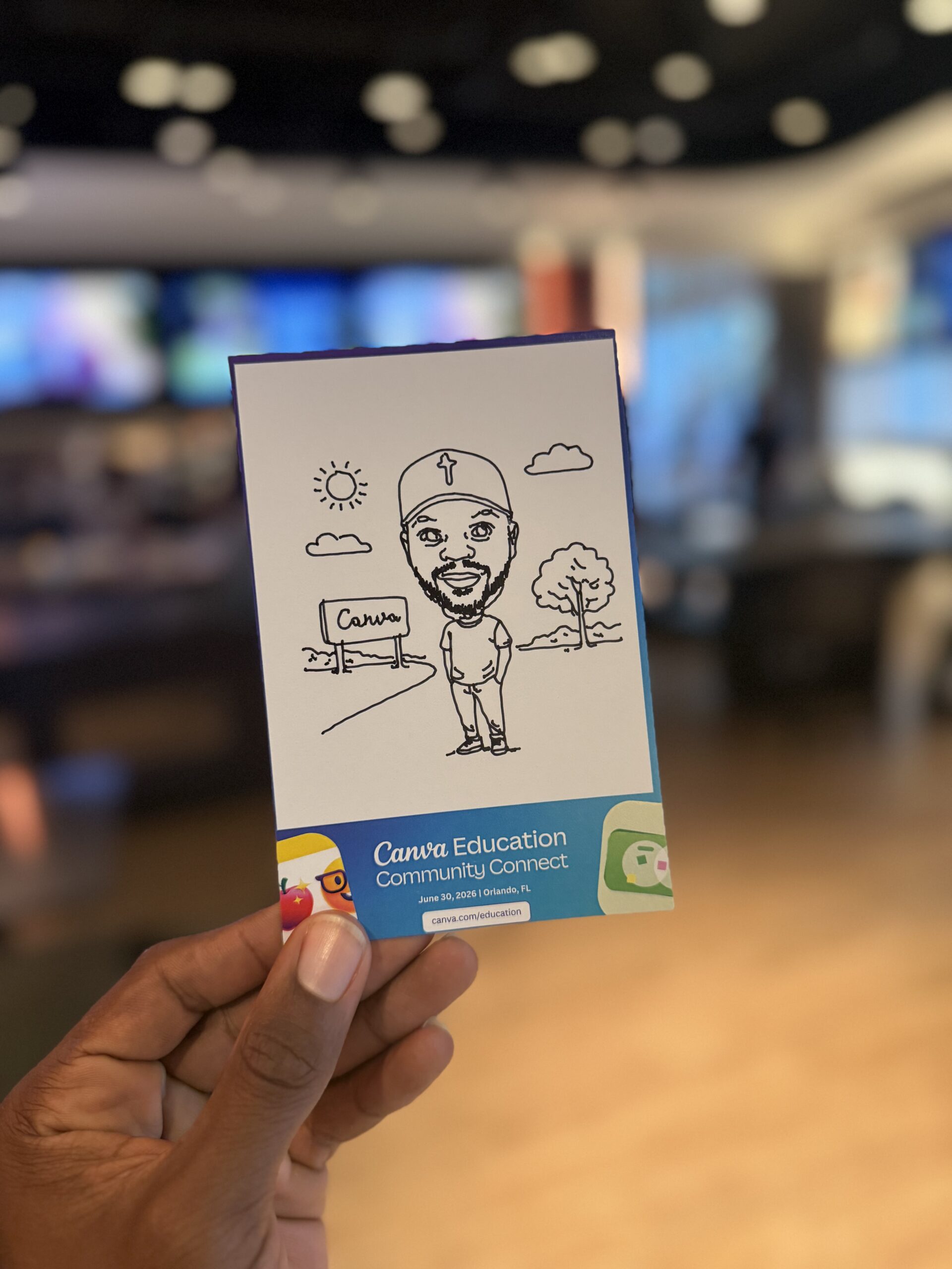 Robot caricature artist experience at an Orlando event